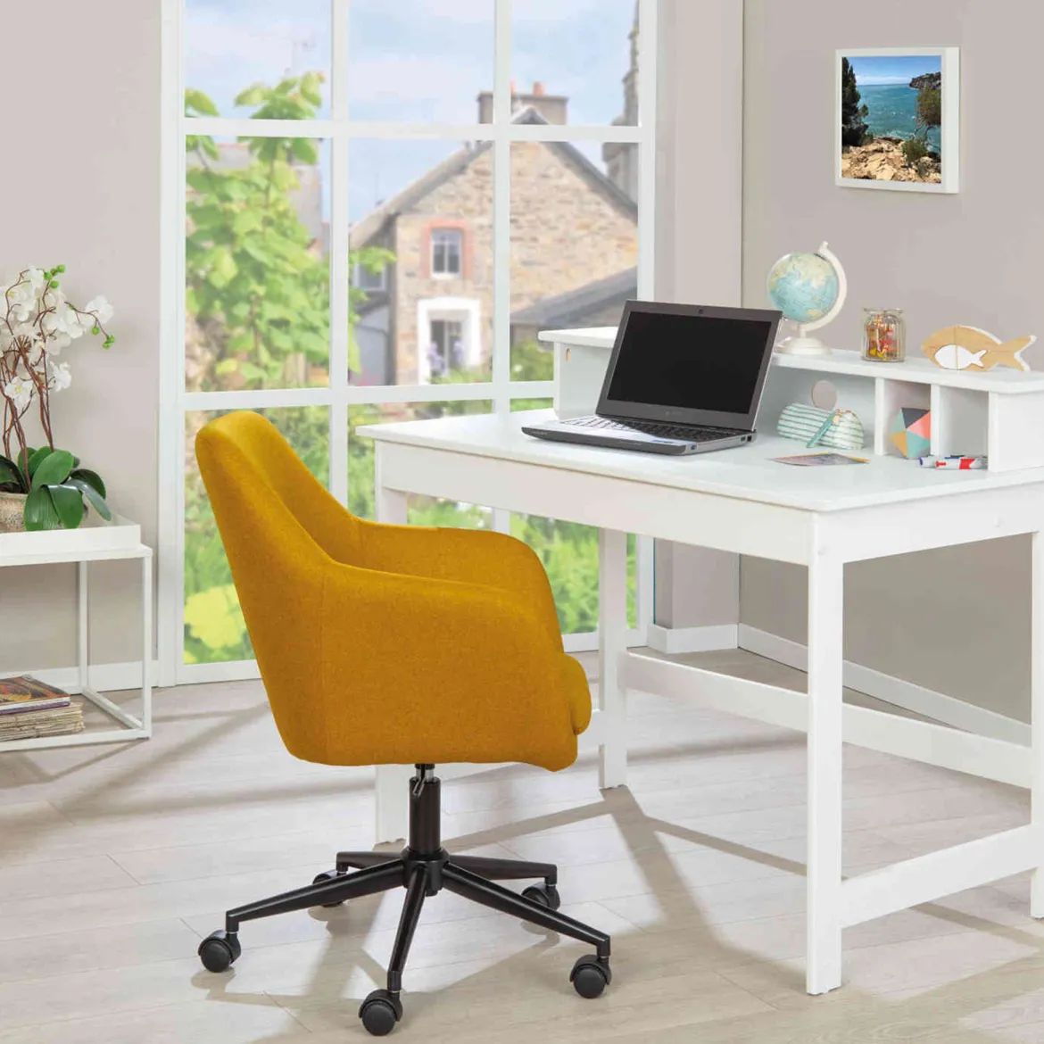 Bureau avec surmeuble en bois blanc - BU12034