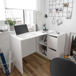 Bureau blanc multiposition avec rangements - BU81004