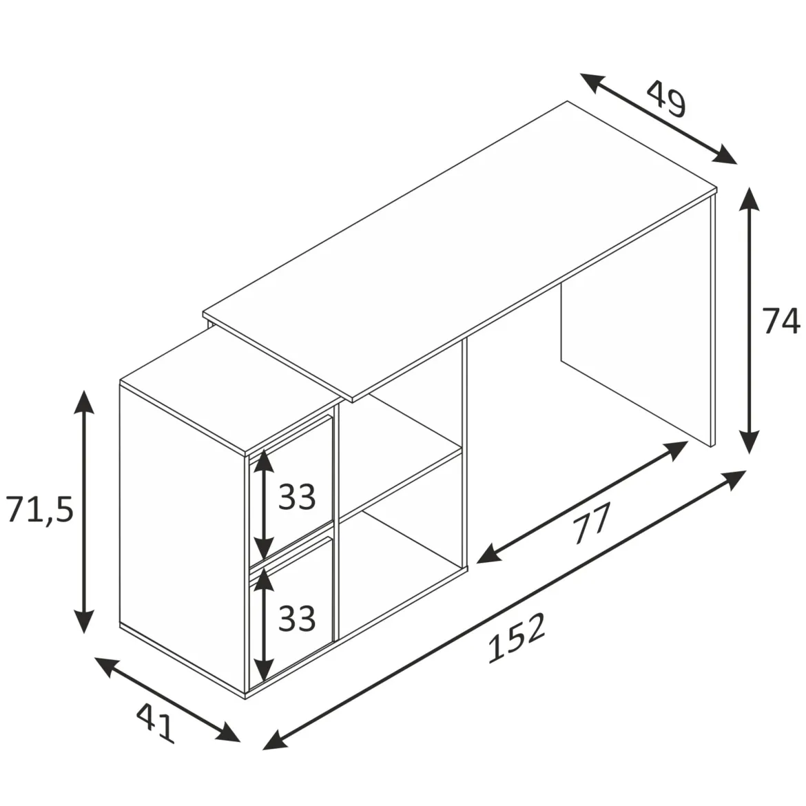 Bureau blanc multiposition avec rangements - BU81004