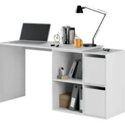 Bureau blanc multiposition avec rangements - BU81004