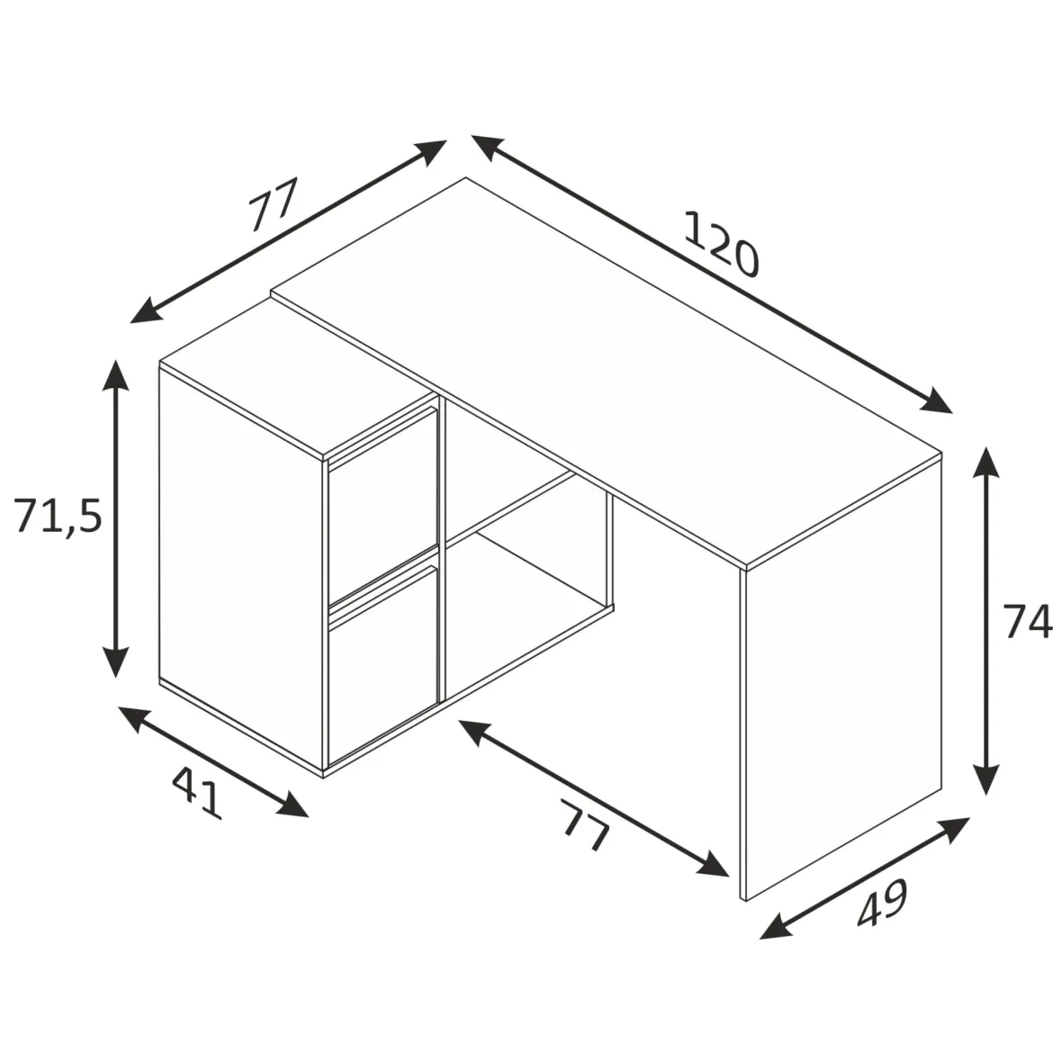 Bureau blanc multiposition avec rangements - BU81004