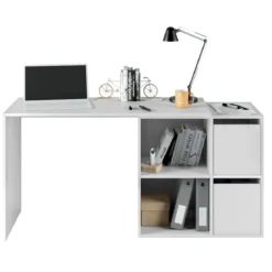 Bureau blanc multiposition avec rangements - BU81004