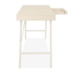 Bureau bois et métal beige avec tiroir et niches