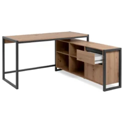 Bureau d'angle bois clair contrasté - BU70105