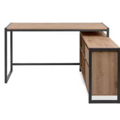 Bureau d'angle bois clair contrasté - BU70105