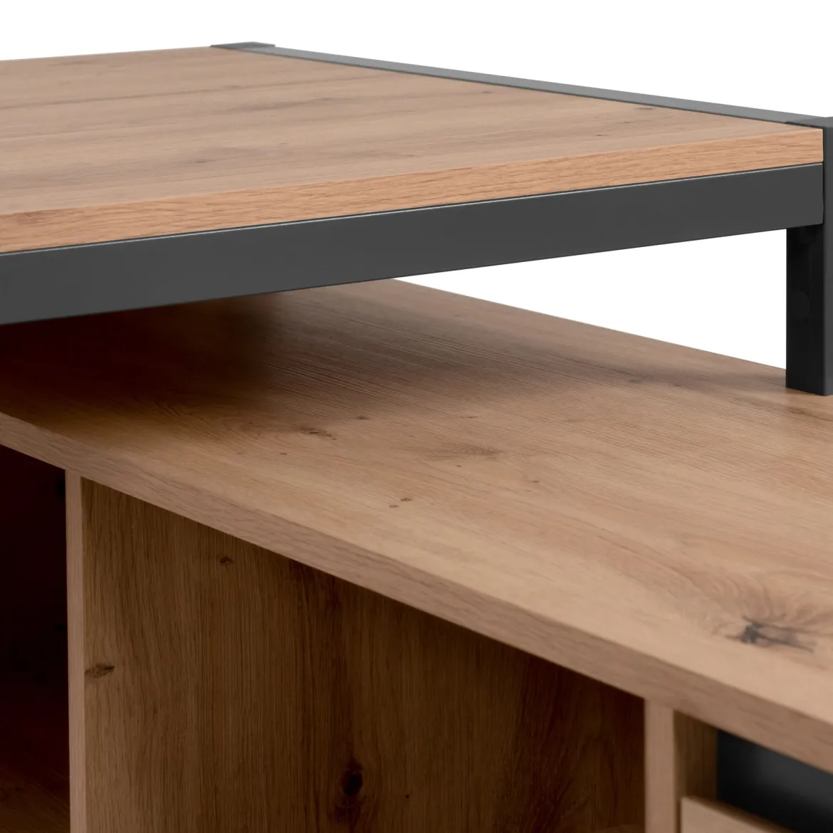 Bureau d'angle bois clair contrasté - BU70105