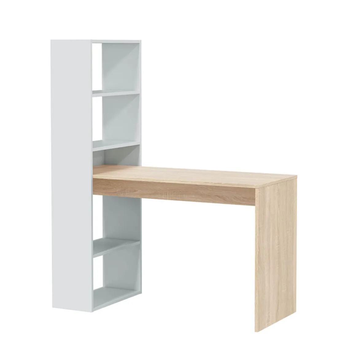 Bureau en bois réversible avec étagères