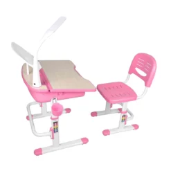 Bureau enfant ajustable en hauteur rose 301 + chaise - Terre de Nuit