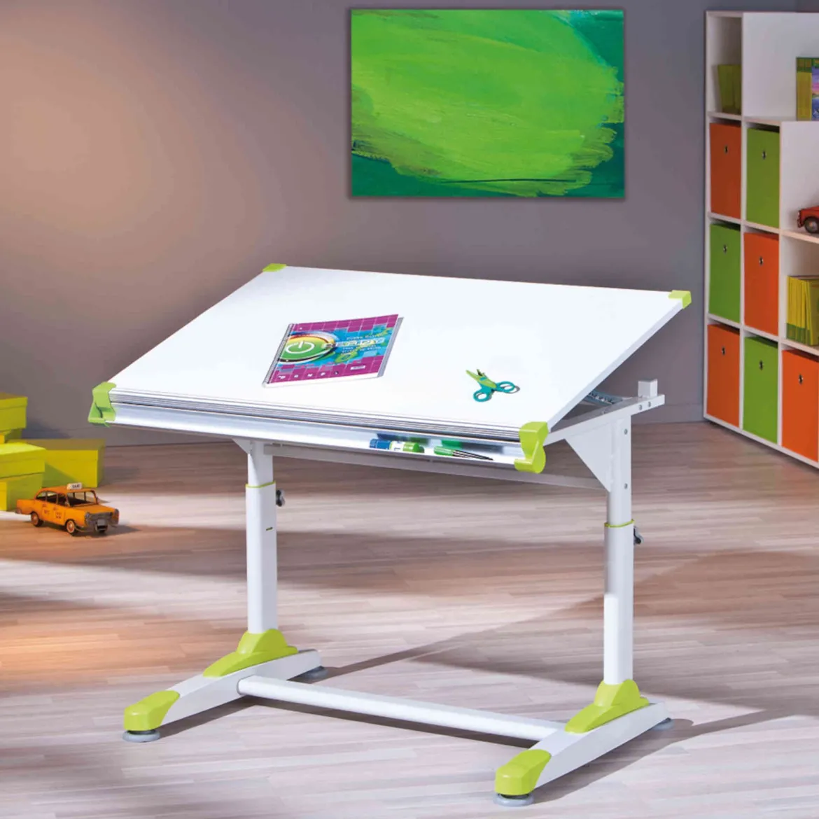 Bureau enfant à plan inclinable en bois blanc - BU12061