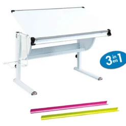Bureau enfant à plan inclinable en bois blanc - BU12062