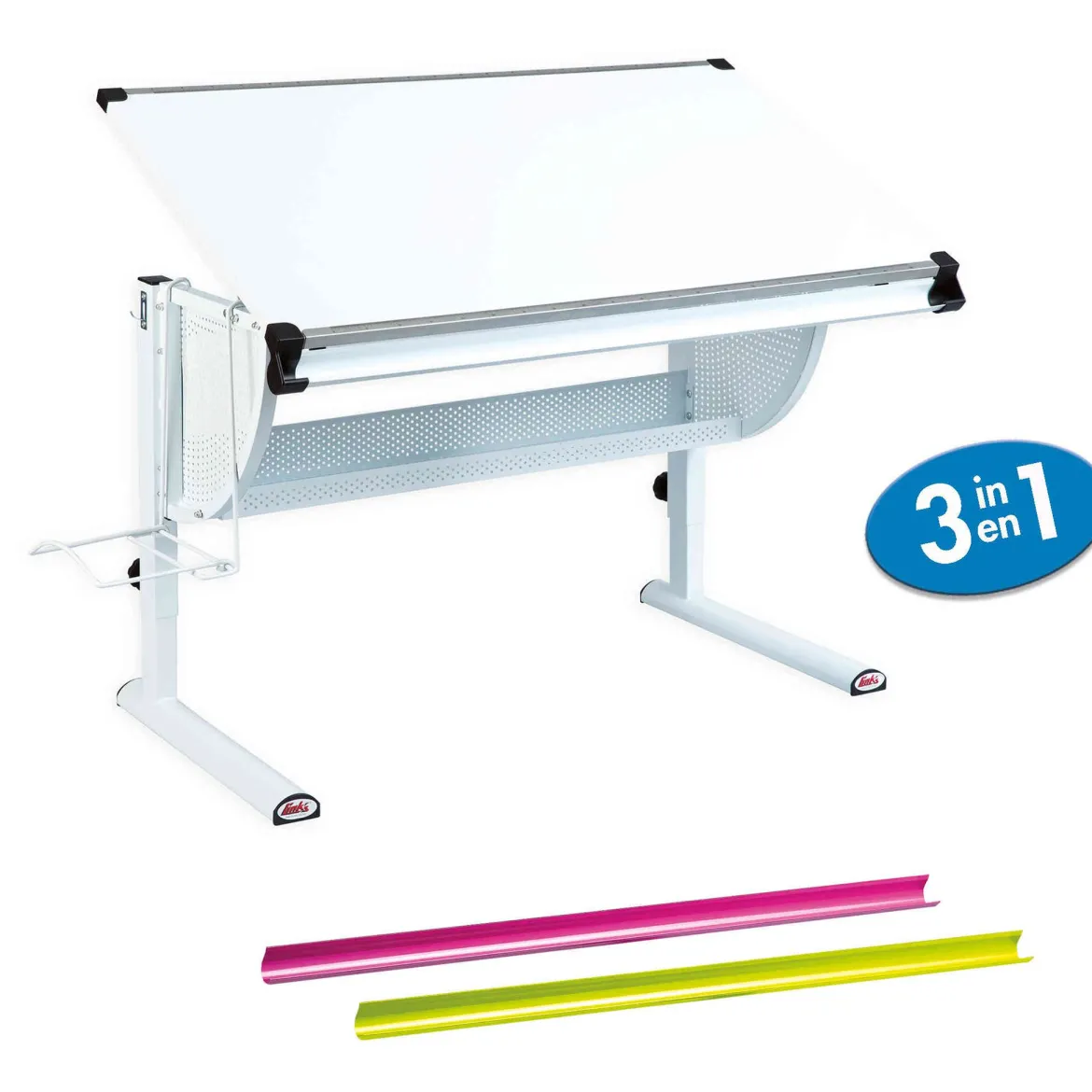Bureau enfant à plan inclinable en bois blanc - BU12062