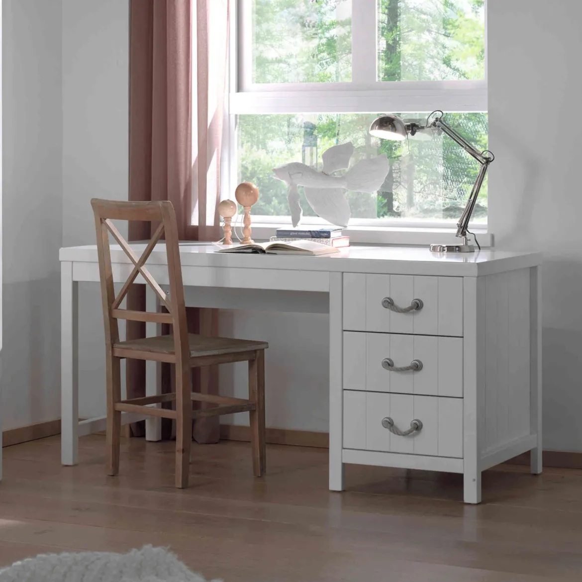 Bureau enfant 3 tiroirs en bois blanc - BU2033