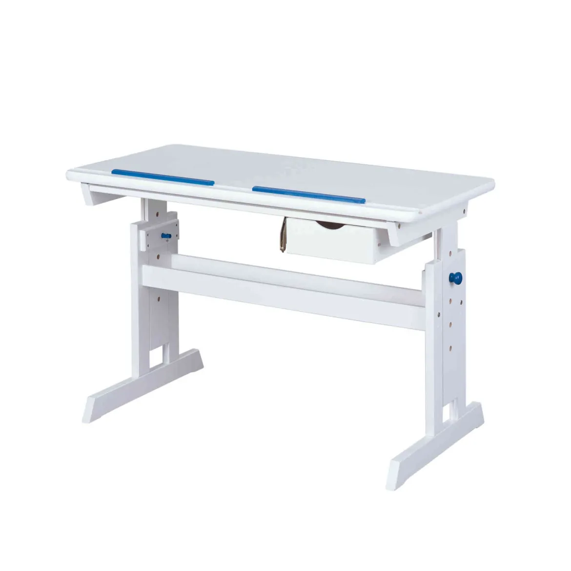 Bureau enfant évolutif à plan inclinable + tiroir en bois blanc - BU12065