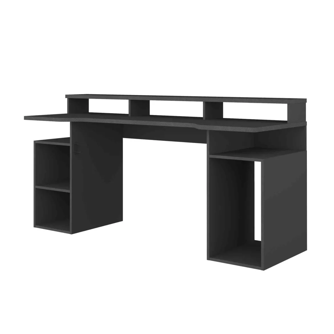 Bureau gaming avec niches en bois anthracite - BU9033