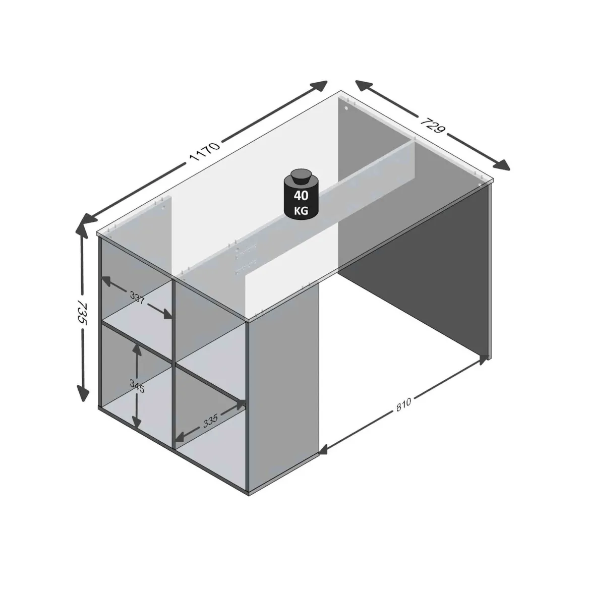 Bureau 4 niches en bois - BU13019