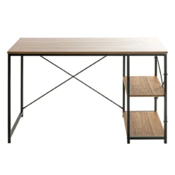 Bureau 2 niches en bois foncé et en métal noir laqué - BU15050