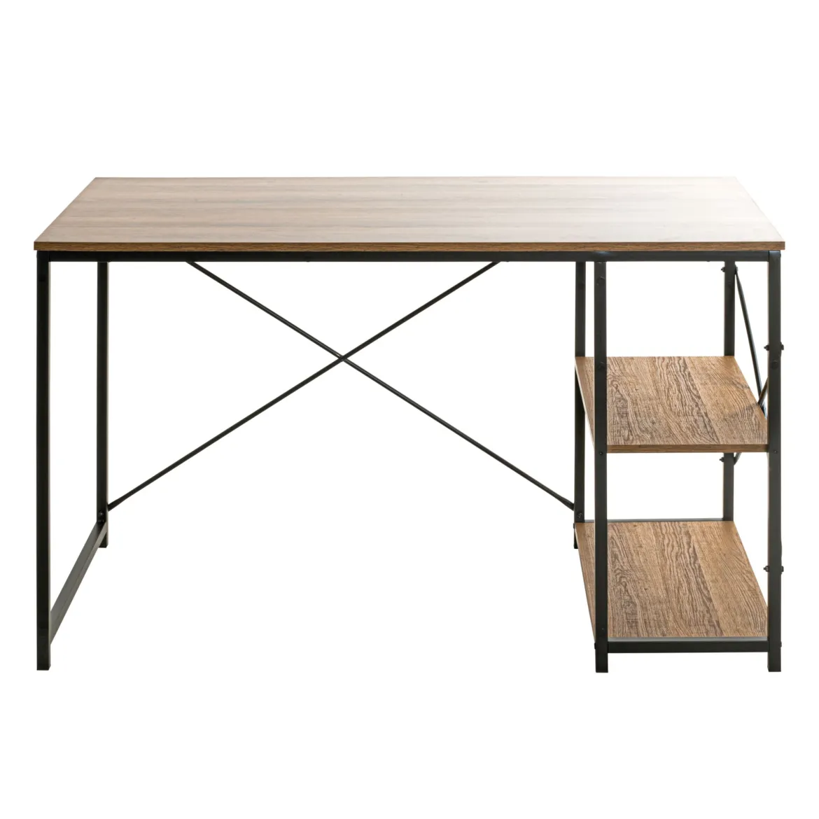Bureau 2 niches en bois foncé et en métal noir laqué - BU15050