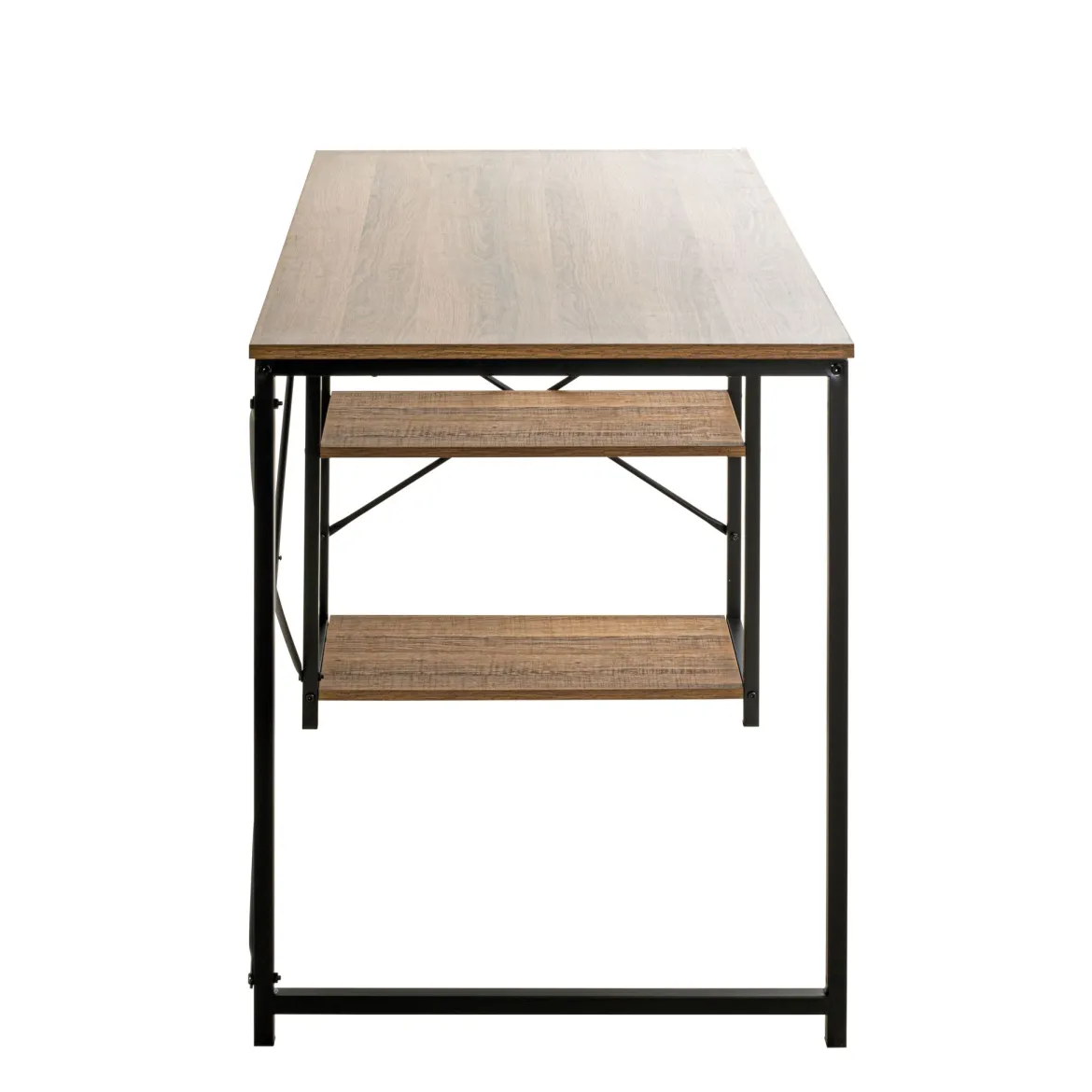 Bureau 2 niches en bois foncé et en métal noir laqué - BU15050