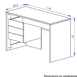 Bureau 1 porte 1 tiroir en bois imitation chêne naturel et noir - BU5057