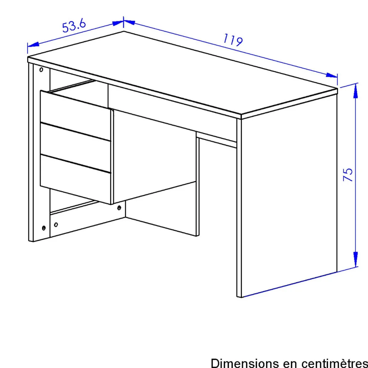Bureau 1 porte 1 tiroir en bois imitation chêne naturel et noir - BU5057