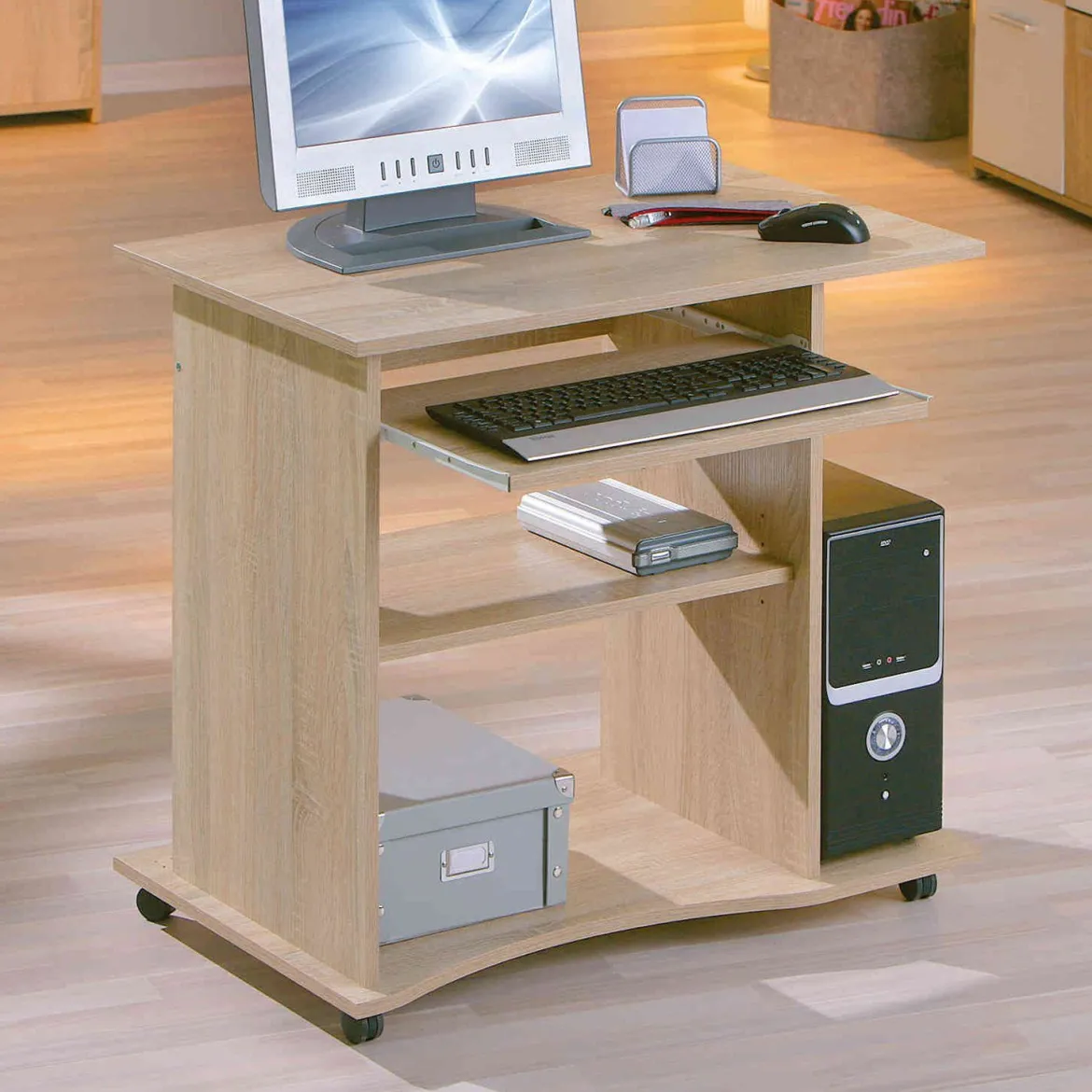 Bureau sur roulettes en bois