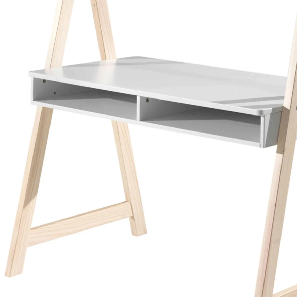 Bureau tipi enfant 2 niches en bois blanc - BU2034