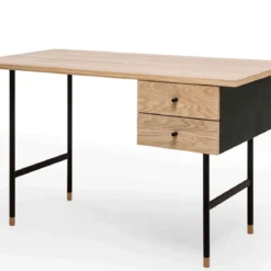 Bureau 2 tiroirs en bois imitation chêne - BU008