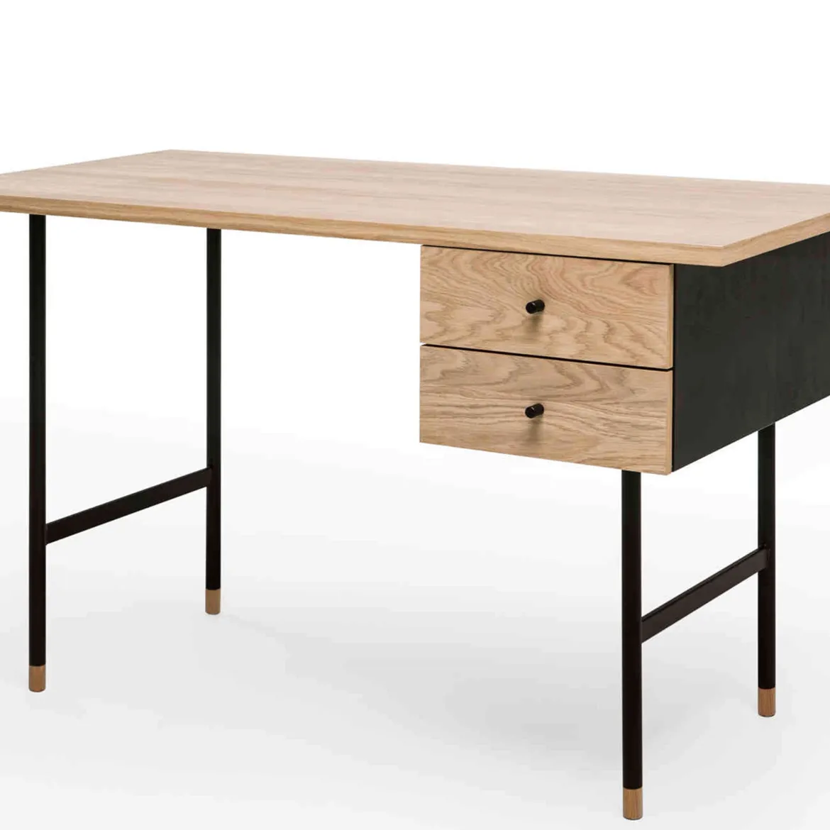 Bureau 2 tiroirs en bois imitation chêne - BU008