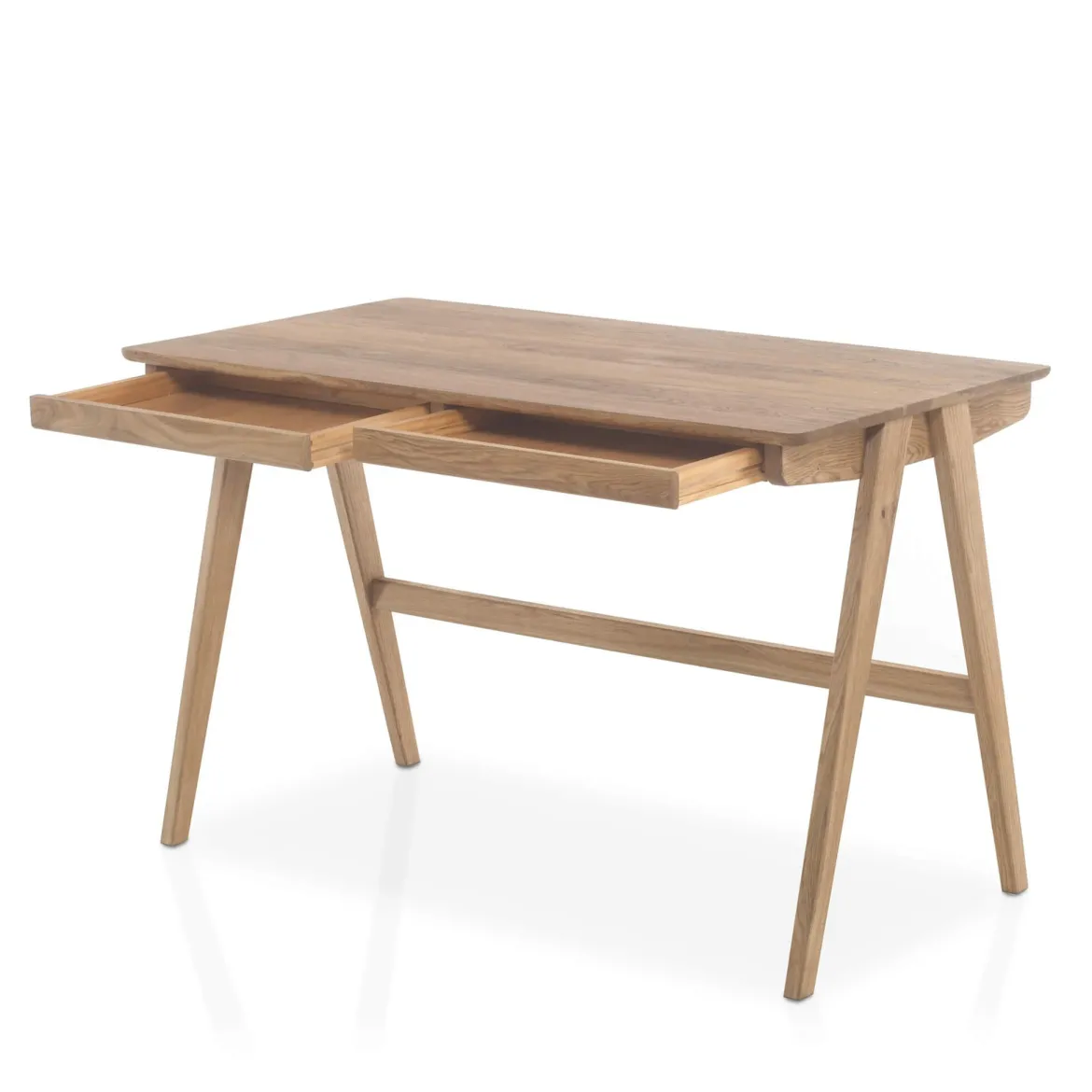 Bureau 2 tiroirs en bois massif chêne clair - BU16008