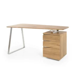 Bureau 3 tiroirs en bois massif chêne clair - BU16011