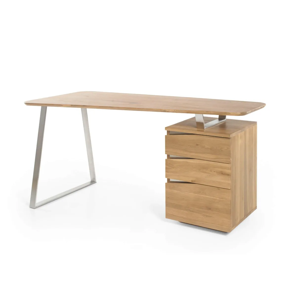 Bureau 3 tiroirs en bois massif chêne clair - BU16011