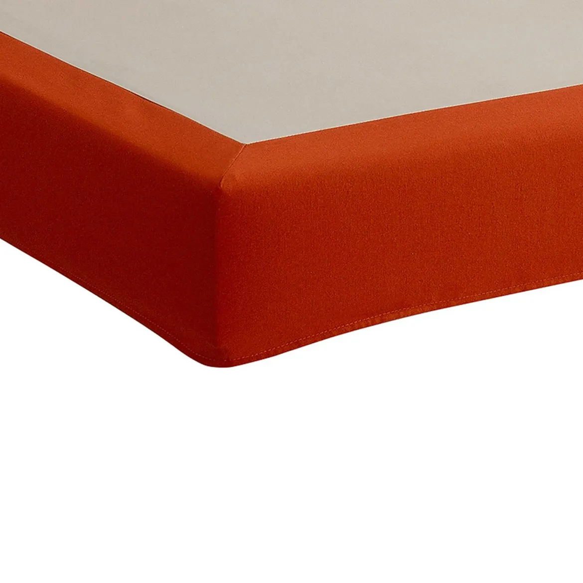 Cache-sommier intégral 100% coton terracotta