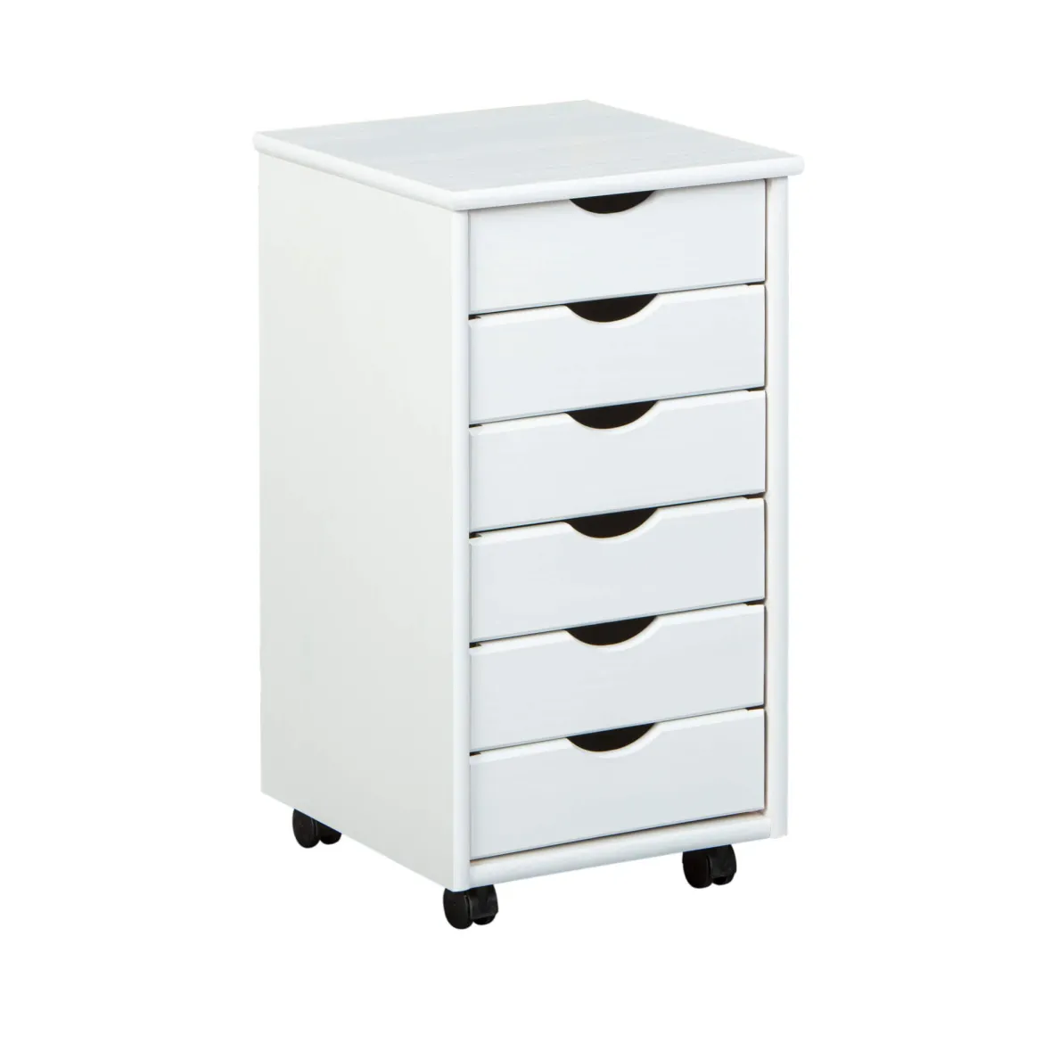 Caisson 6 tiroirs pin massif vernis blanc