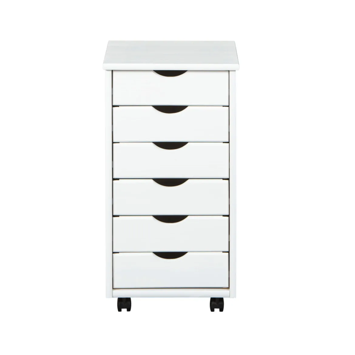 Caisson 6 tiroirs pin massif vernis blanc