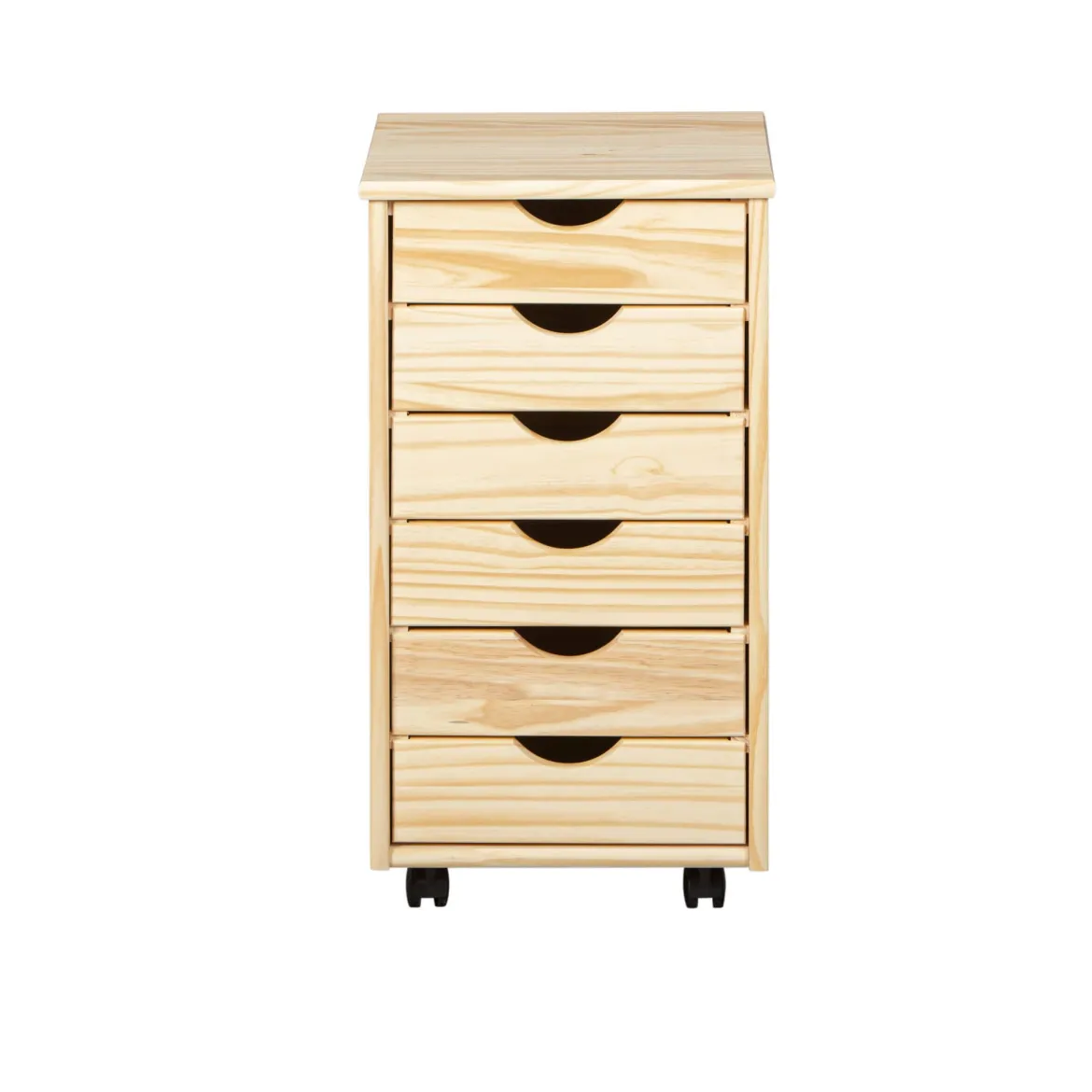 Caisson 6 tiroirs pin massif vernis naturel