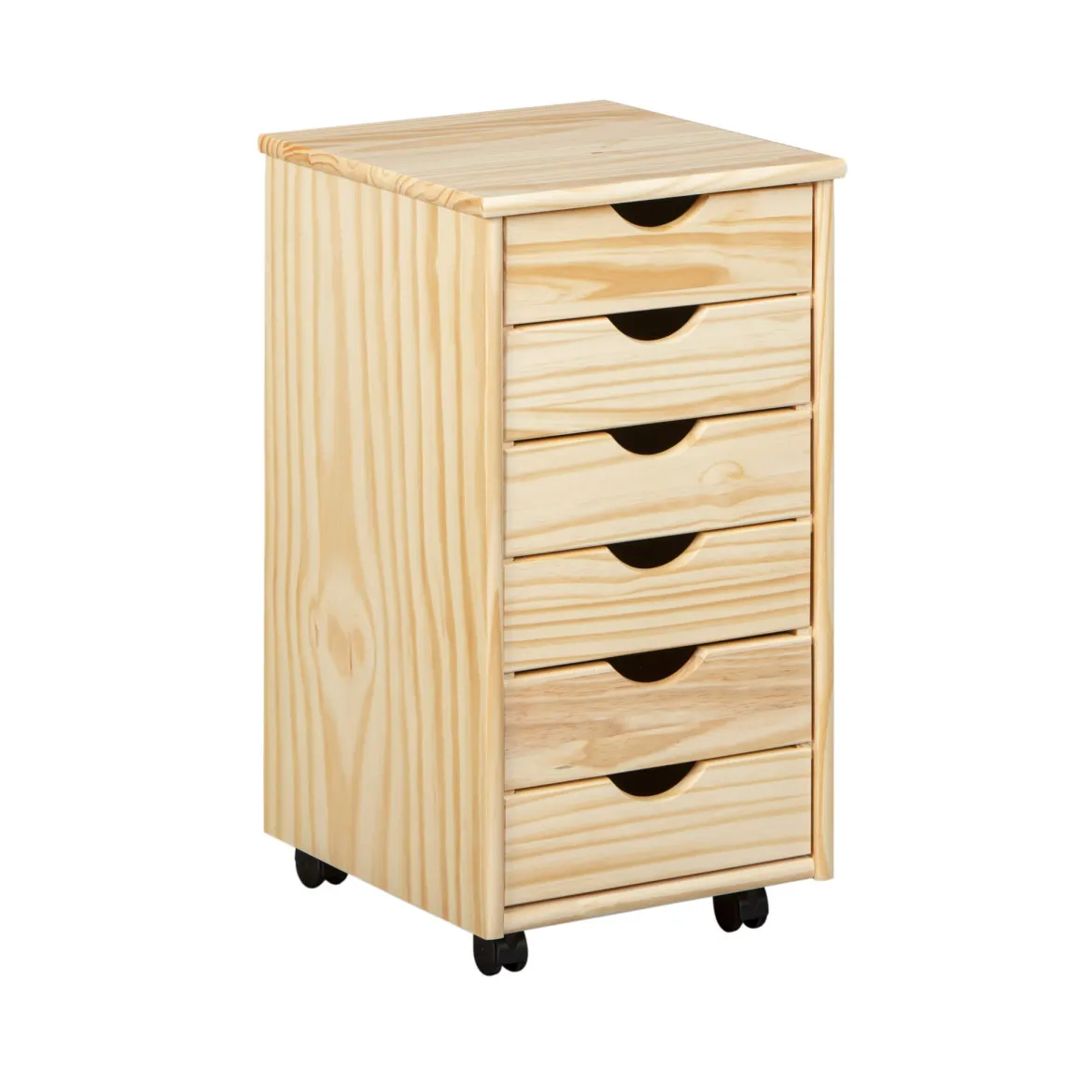 Caisson 6 tiroirs pin massif vernis naturel