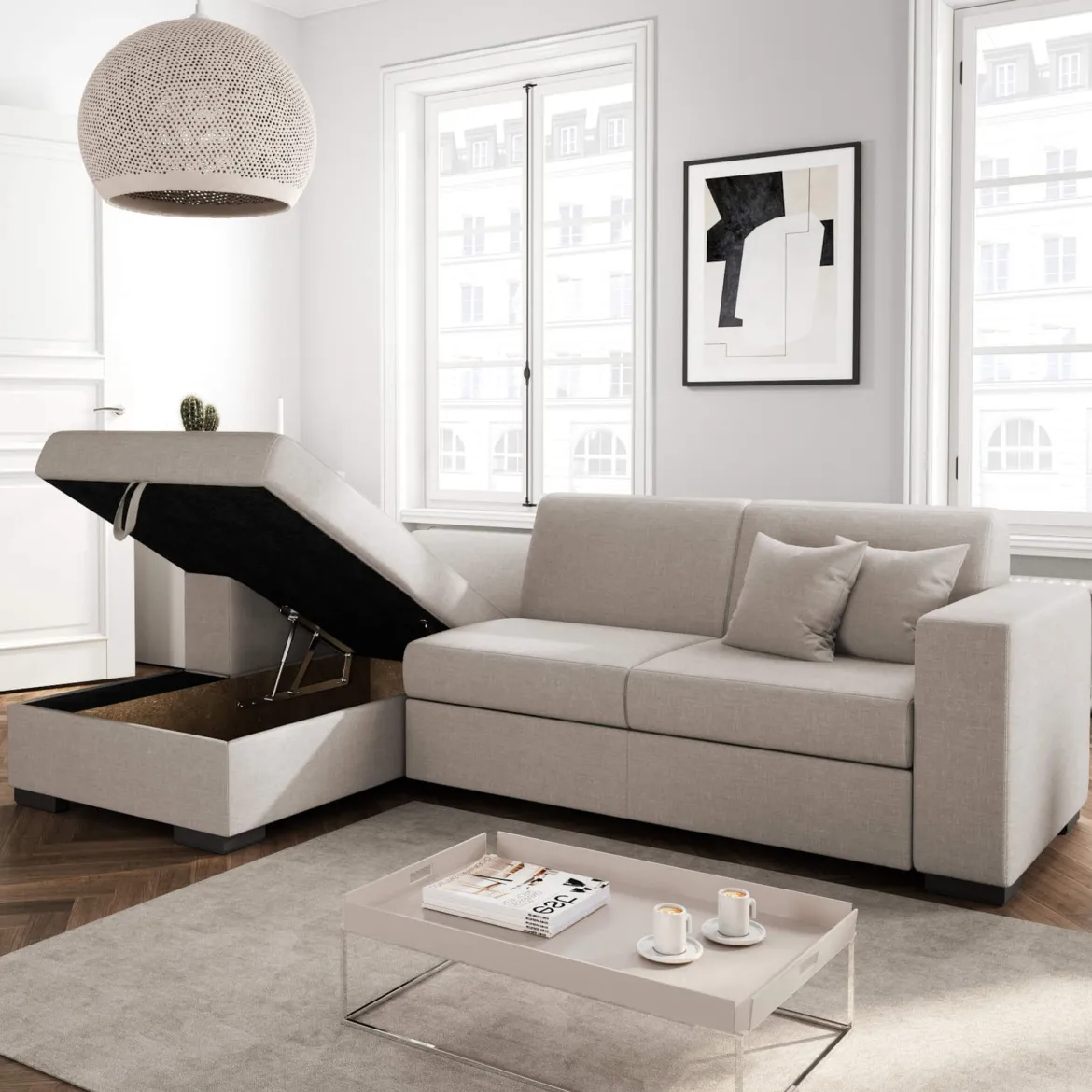Canapé convertible d'angle gauche 4 places en tissu - CA00004
