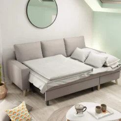 Canapé convertible d'angle scandinave 3 places en tissu - CA00002