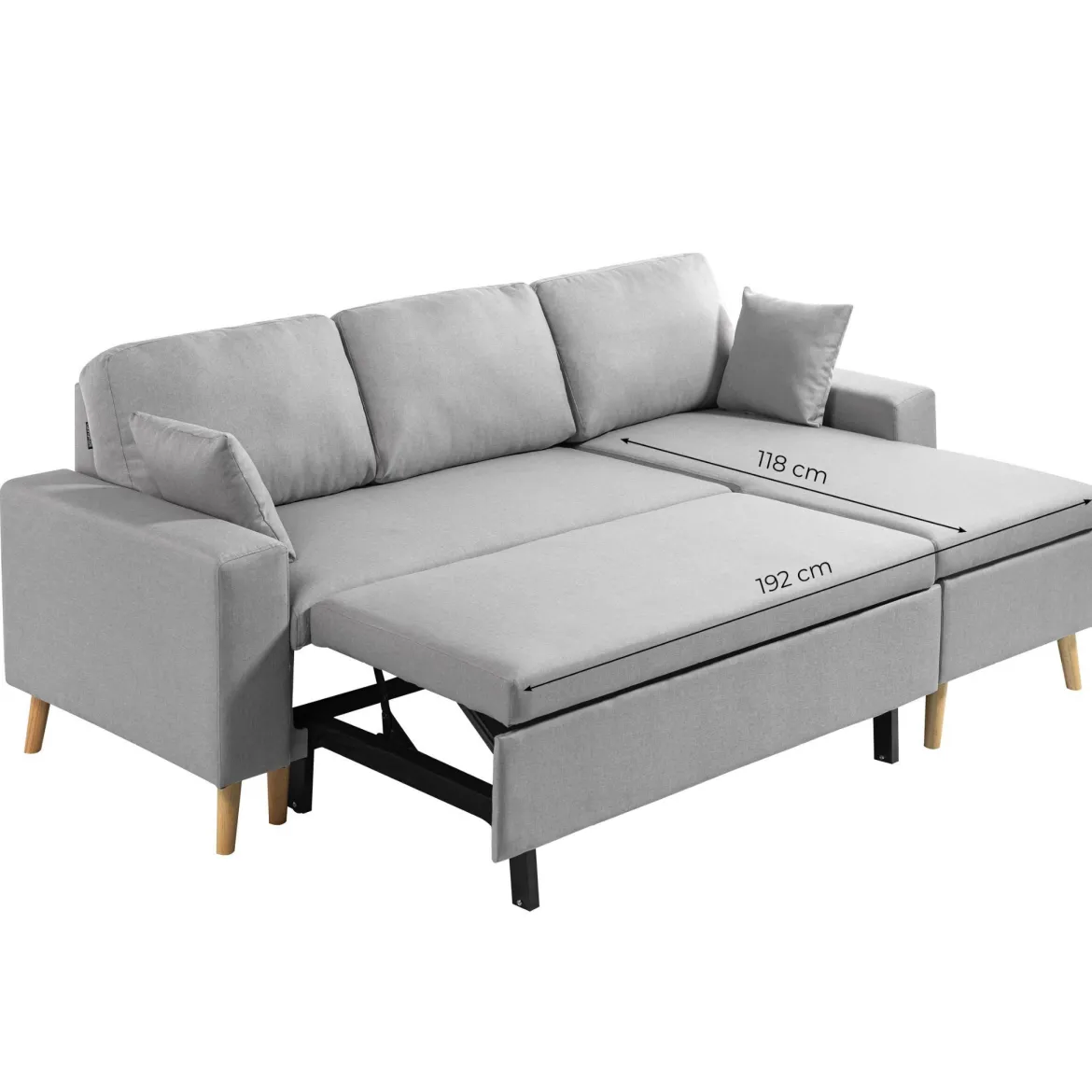 Canapé convertible d'angle scandinave 3 places en tissu - CA00002