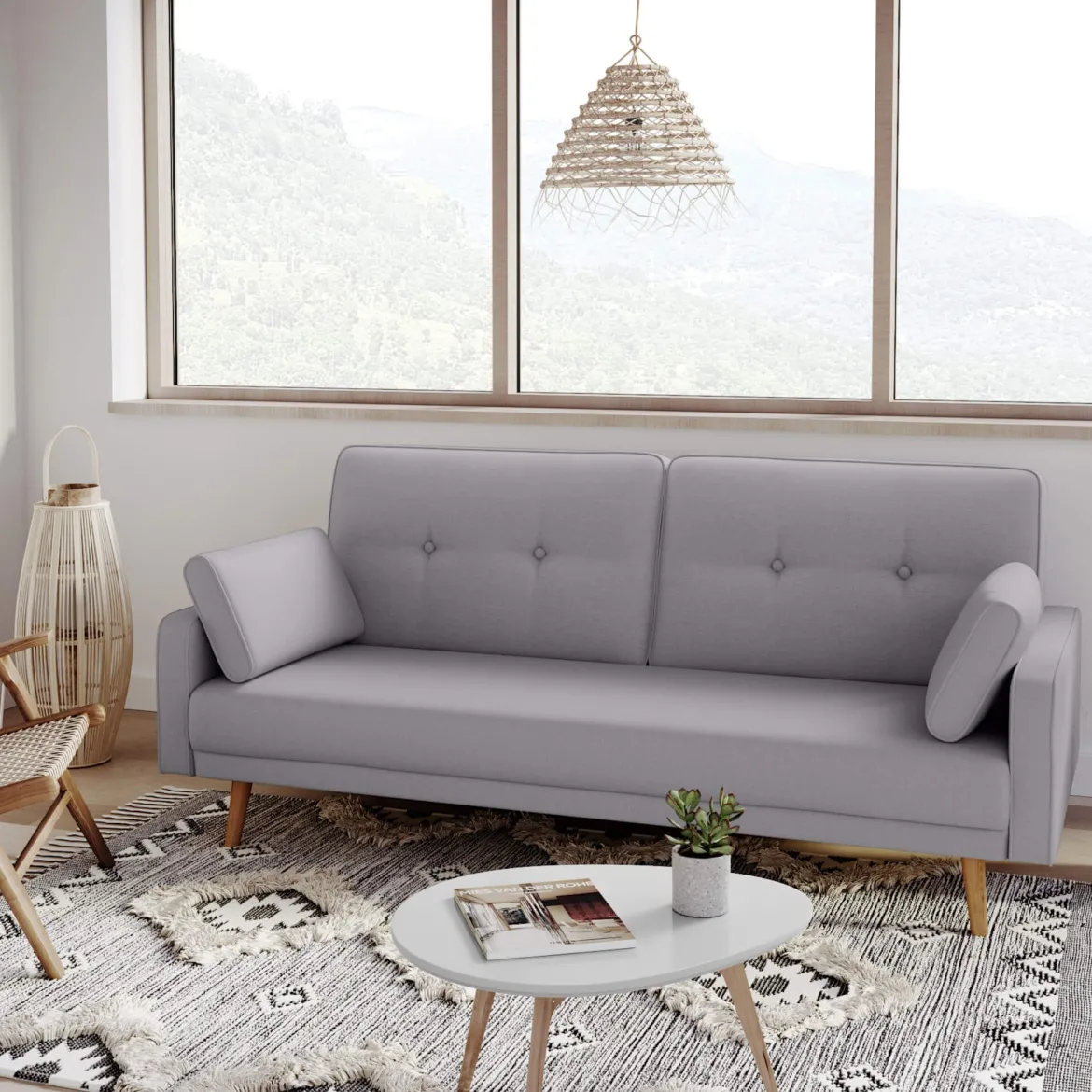 Canapé convertible droit scandinave 3 places en tissu - CA00001