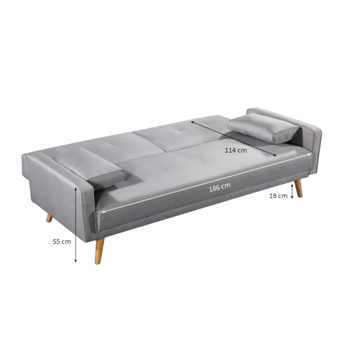 Canapé convertible droit scandinave 3 places en tissu - CA00001