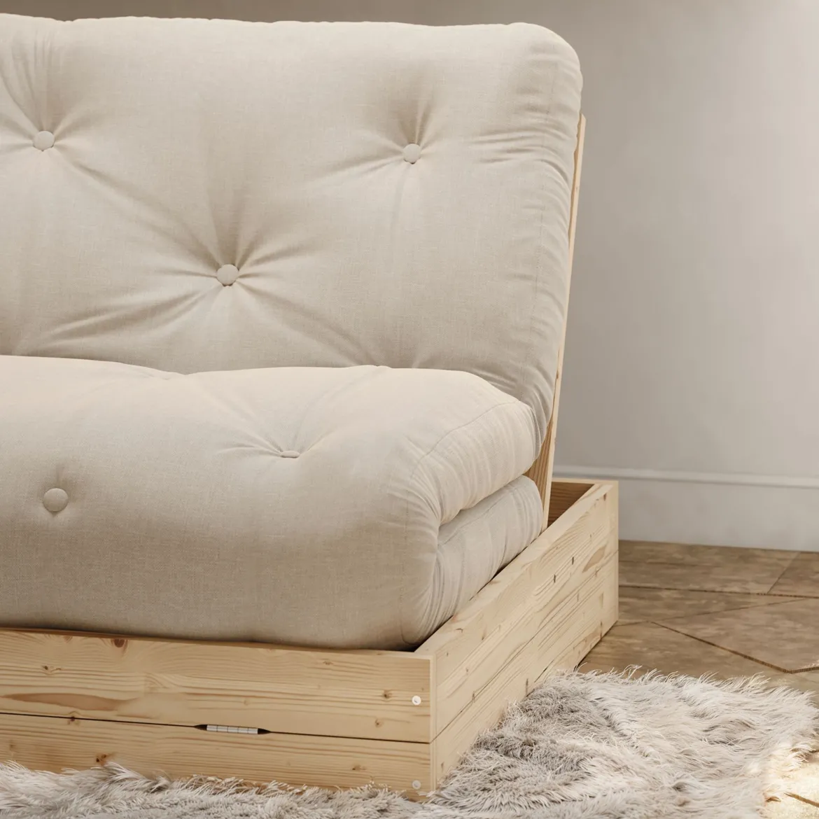 Canapé convertible en pin massif avec futon FLIP