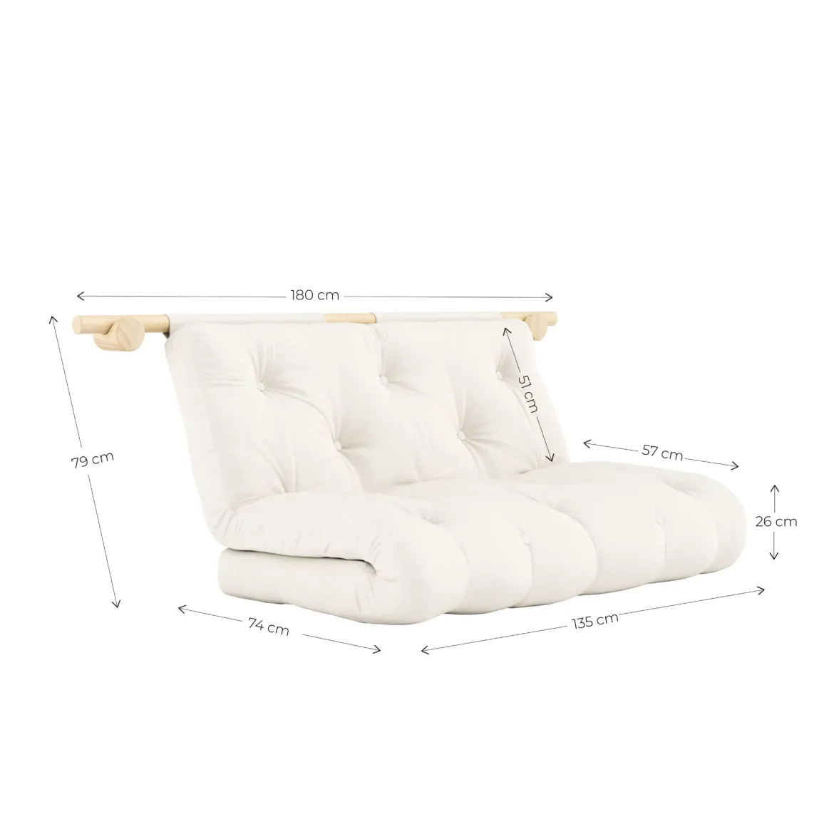 Canapé convertible futon HOOKED 135x200