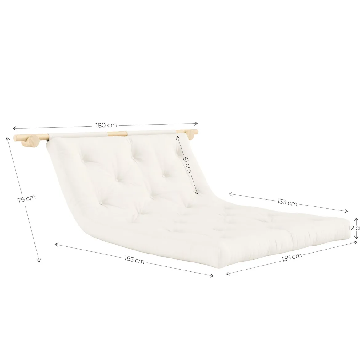 Canapé convertible futon HOOKED 135x200