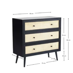 Chambre lit cannage avec commode ANNA