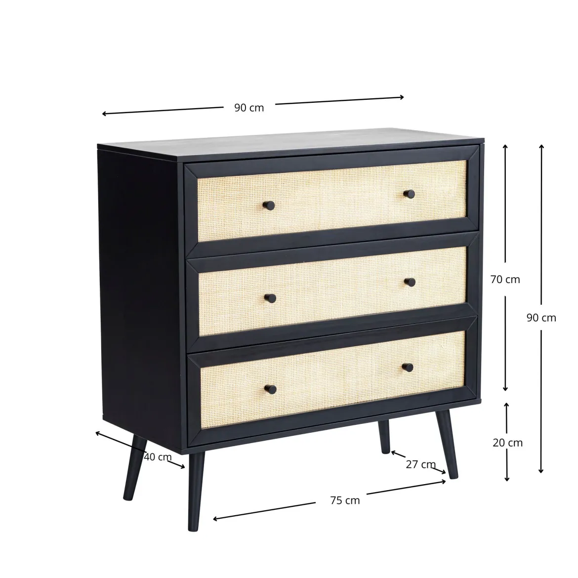 Chambre lit cannage avec commode ANNA