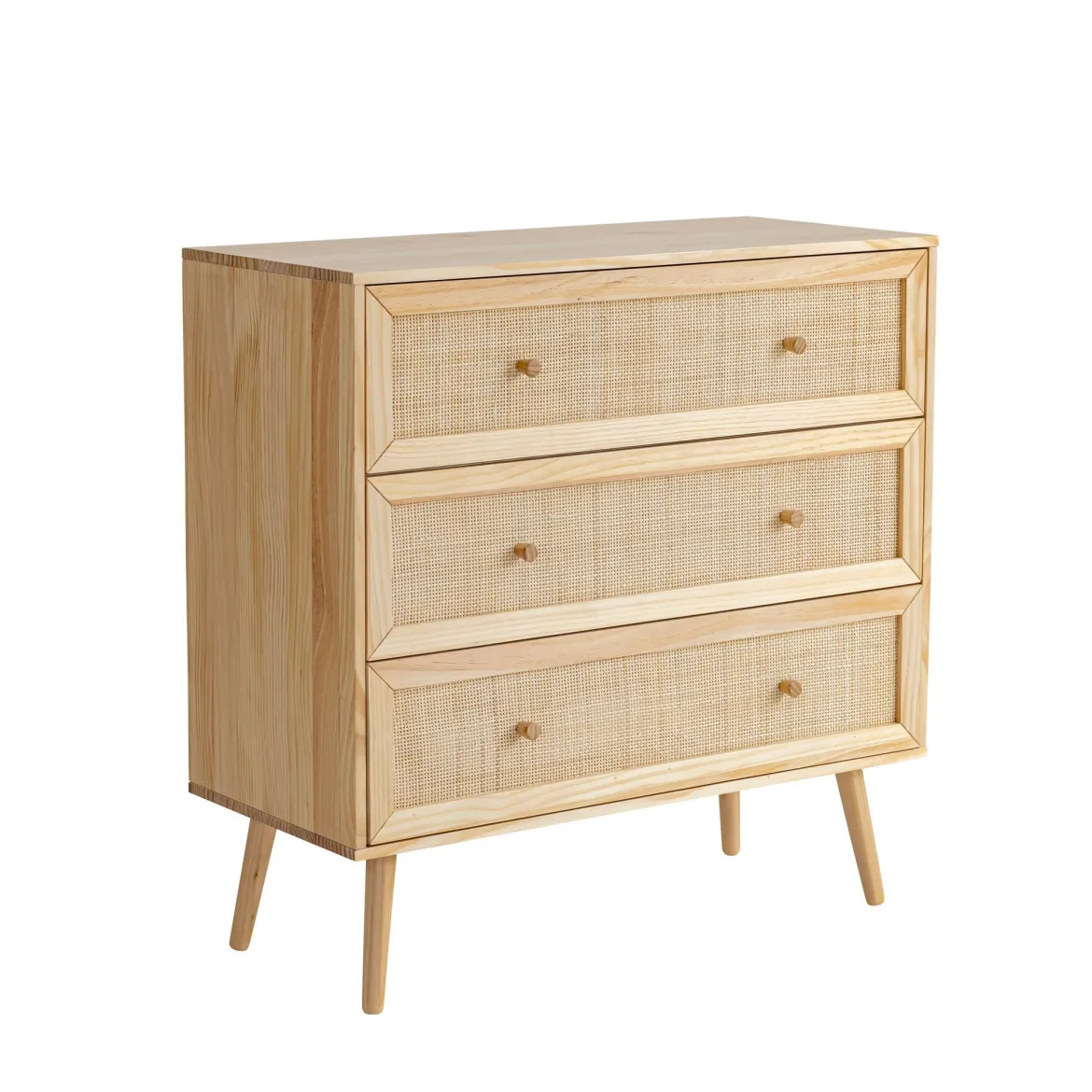 Chambre lit cannage avec commode ANNA