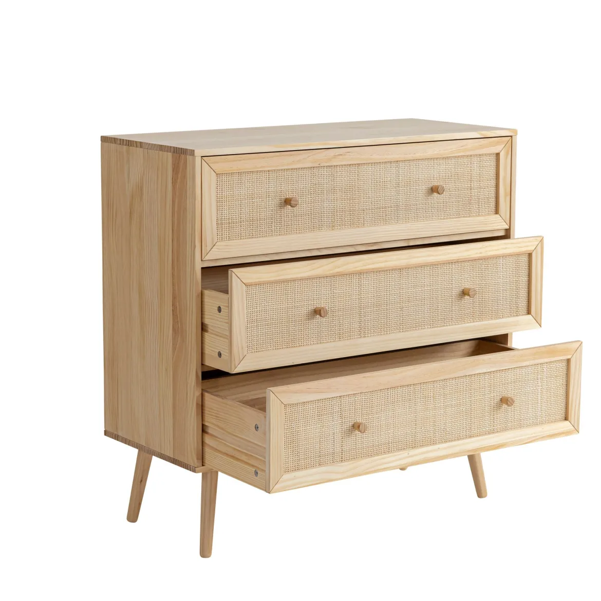 Chambre lit cannage avec commode ANNA