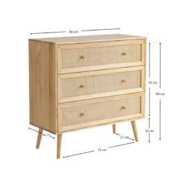 Chambre lit cannage avec commode ANNA