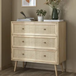 Chambre lit cannage avec commode ANNA